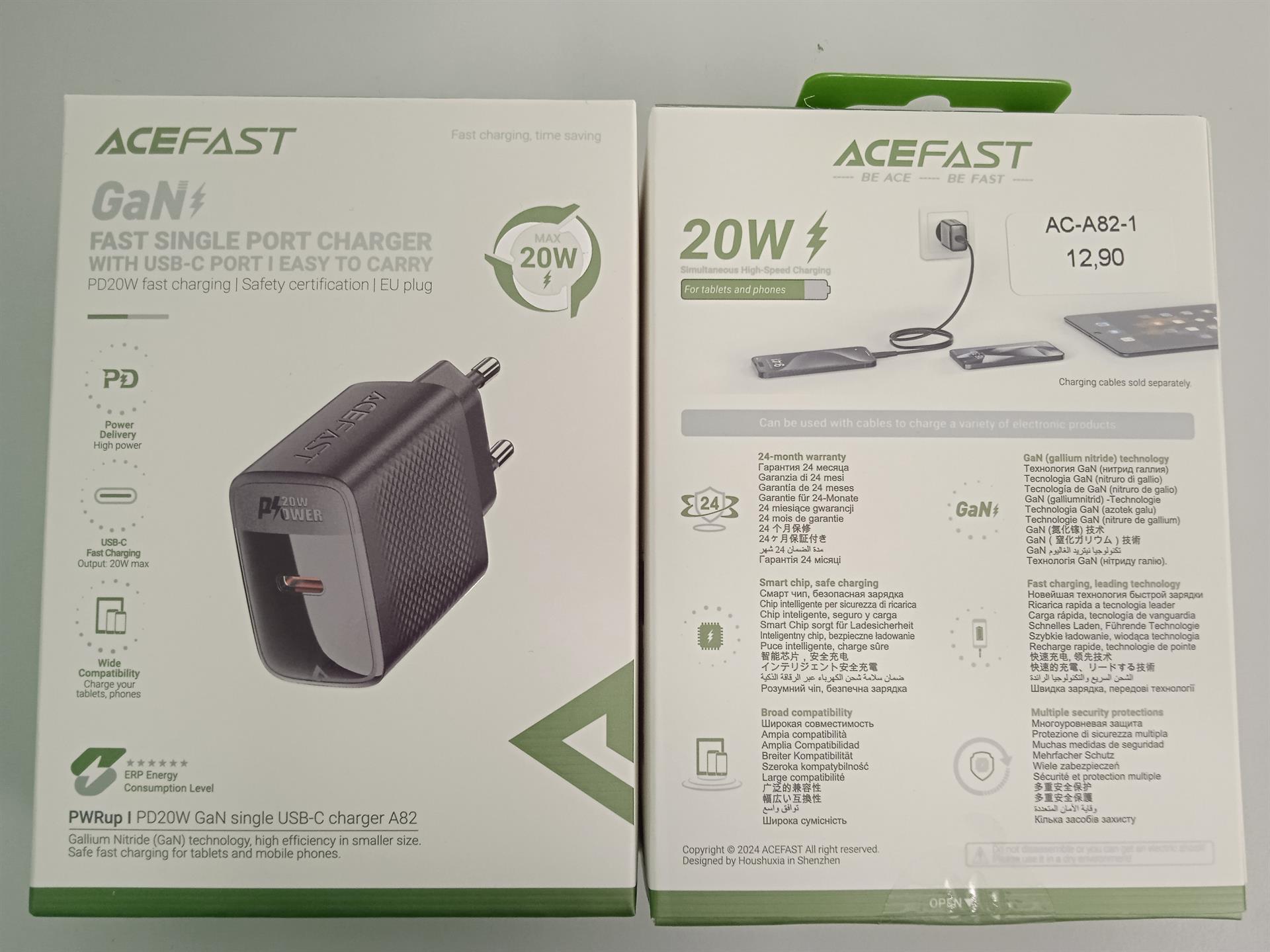 A82 PD20W GaN Single USB-C Charger Black