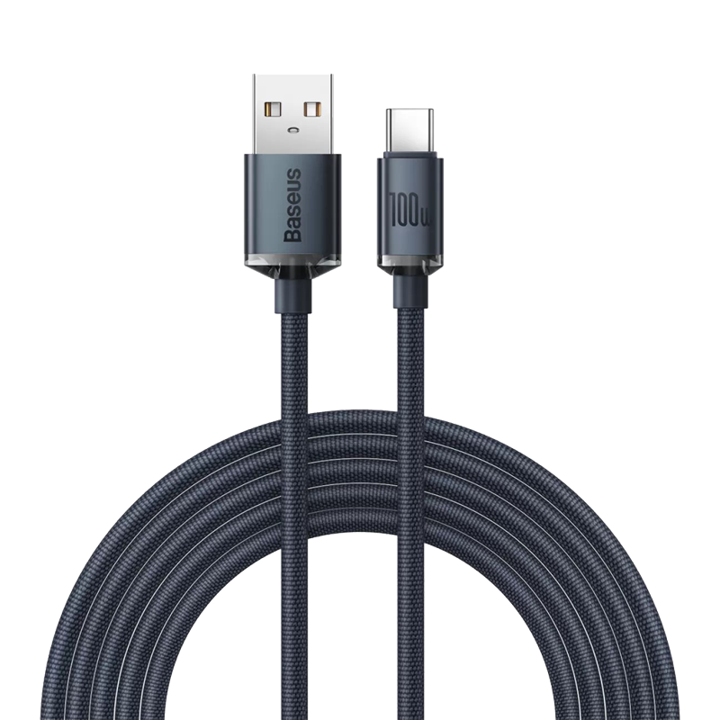 Baseus - Data Cable Crystal Shine (CAJY000501) - USB to Type-C, 100W, 2m - Black