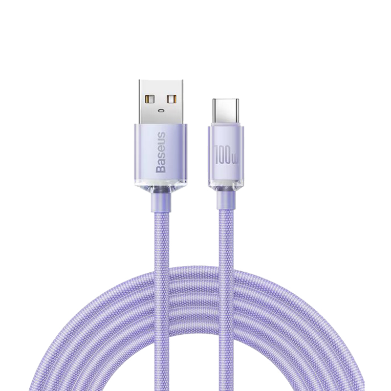 Baseus - Data Cable Crystal Shine- USB to Type-C, 100W, 2m - Purple