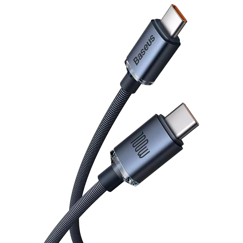 Baseus CAJY000601 Data Cable Crystal Shine - Type-C to Type-C, 100W, 1.2m - Black
