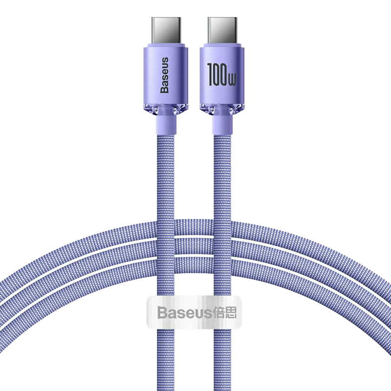 Baseus - Data Cable Crystal Shine (CAJY000605) - Type-C to Type-C, 100W, 1.2m - Purple