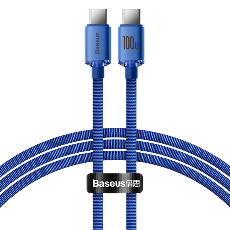 Baseus - Data Cable Crystal Shine (CAJY000703) - Type-C to Type-C, 100W, 2m - Blue