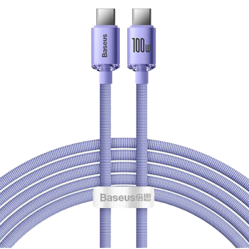 Baseus - Data Cable Crystal Shine (CAJY000705) - Type-C to Type-C, 100W, 2m - Purple