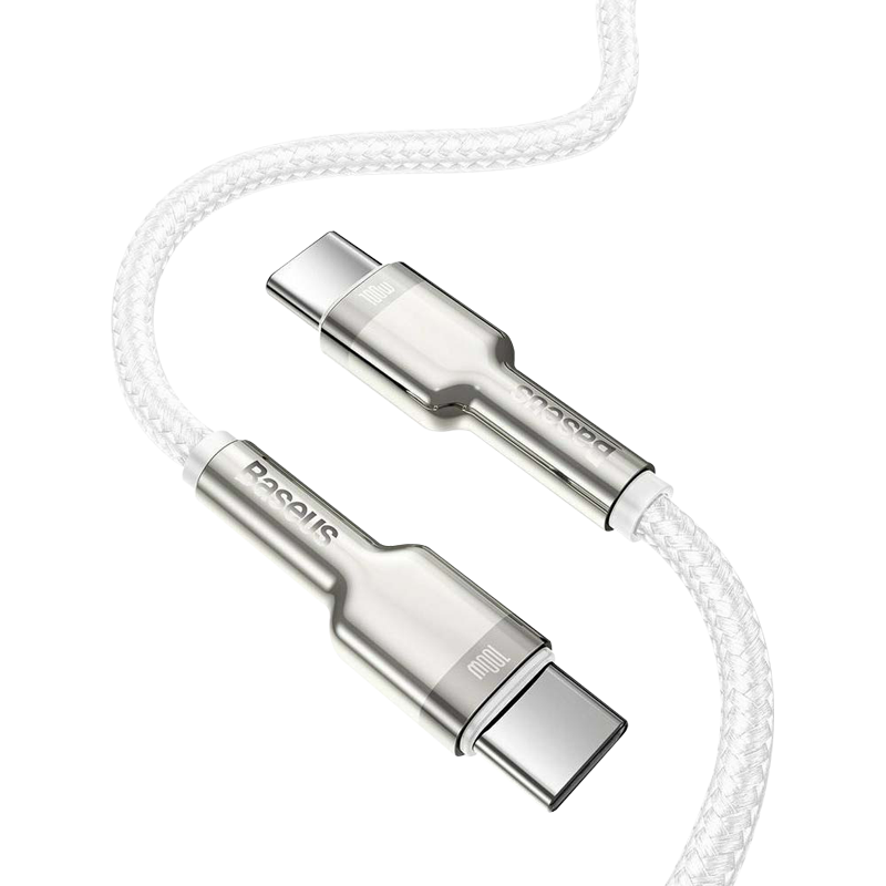 Baseus CATJK-C02 Data Cable Type-C to Type-C, Super Fast Charge, 100W, 480Mbps, 20V, 5A, 1m - White
