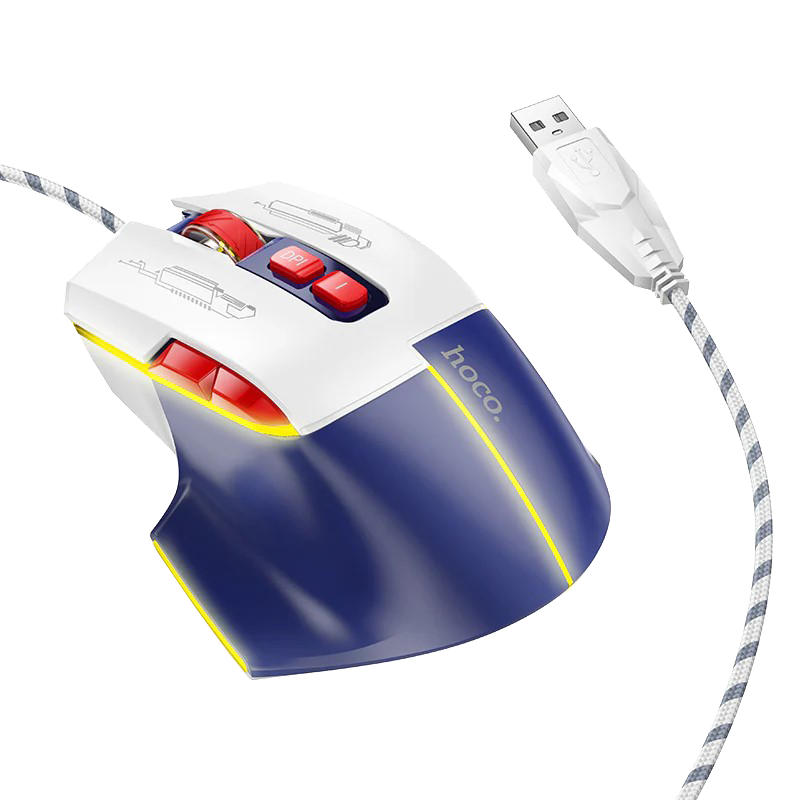 HOCO Gaming Wire USB A Computer Mouse 3600DPI White Blue