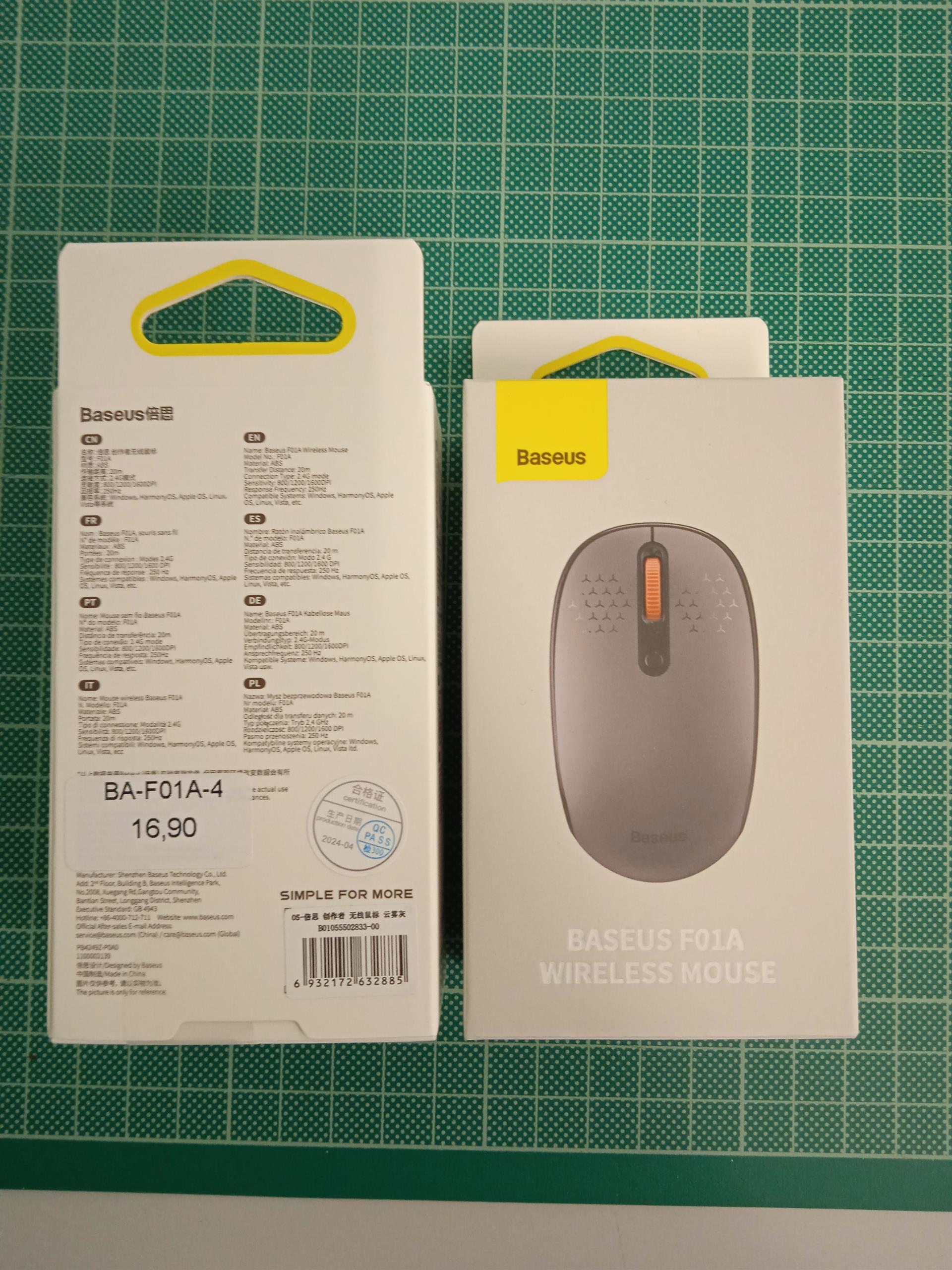 Baseus - Wireless Mouse F01A (B01055502833-00) - Bluetooth 5.0, 1600DPI - Frosted Gray