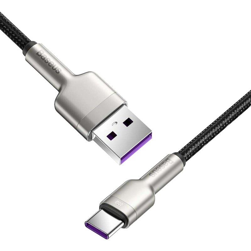 Baseus - Data Cable Cafule Series Metal (CAKF000101) - USB to Type-C Fast Charging, 66W, 6A, 1m - Black
