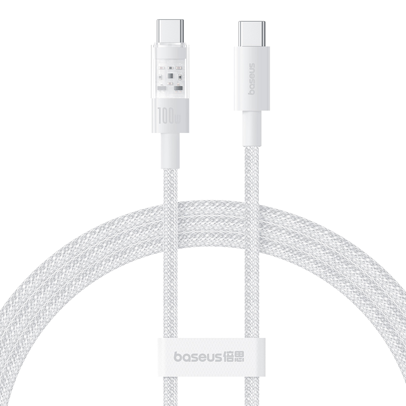 Baseus - Data Cable Gem (P10373000211-00) - Type-C to Type-C, Super Fast Charging 100W, 1m - Moon White