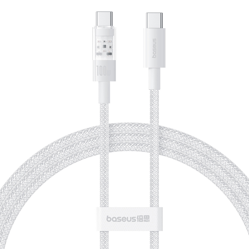Baseus - Data Cable Gem (P10373000211-01) - Type-C to Type-C, Super Fast Charging 100W, 2m - Moon White