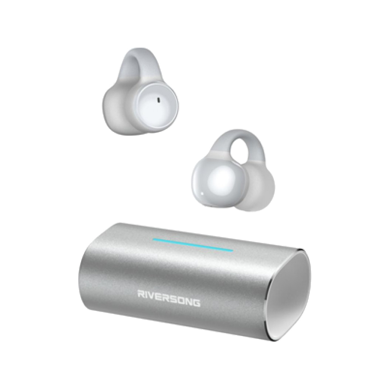 Riversong Air Clip L3 TWS Earbuds Charging Case ENC Silver