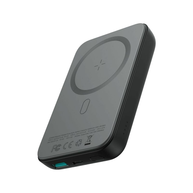 20W Mini magnetic wireless power bank 5000mAh with Type-C to Type-C, 60W 0.25m Cable, Black Color