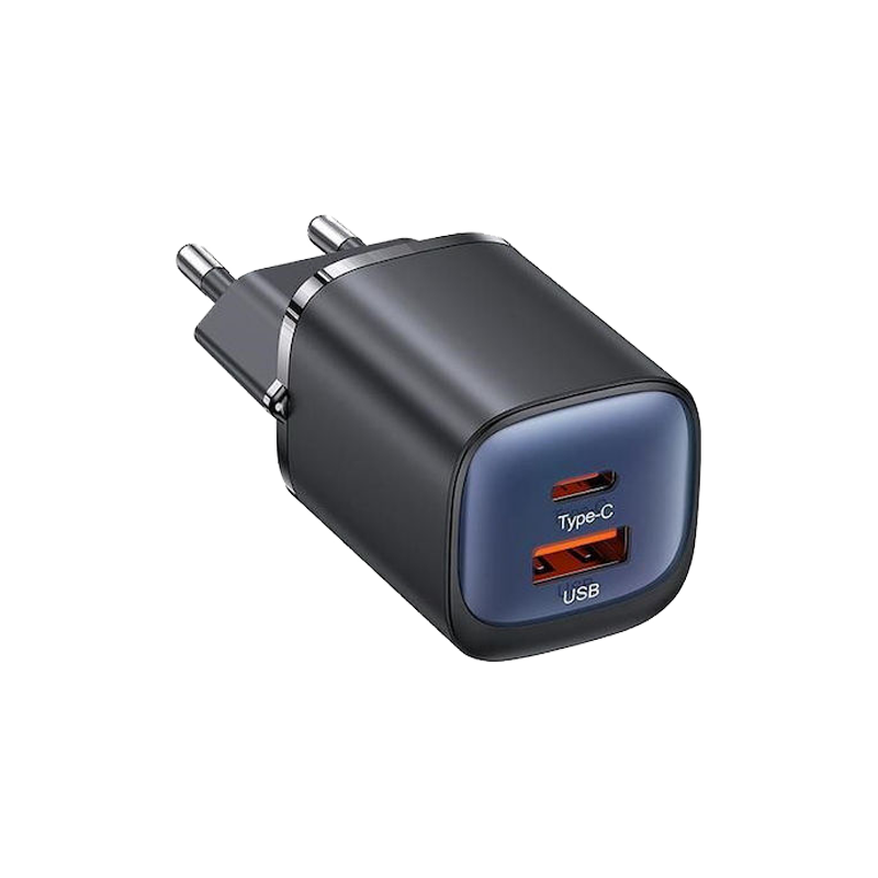 USAMS CC254 30W Charger Type-C + USB-A- Black
