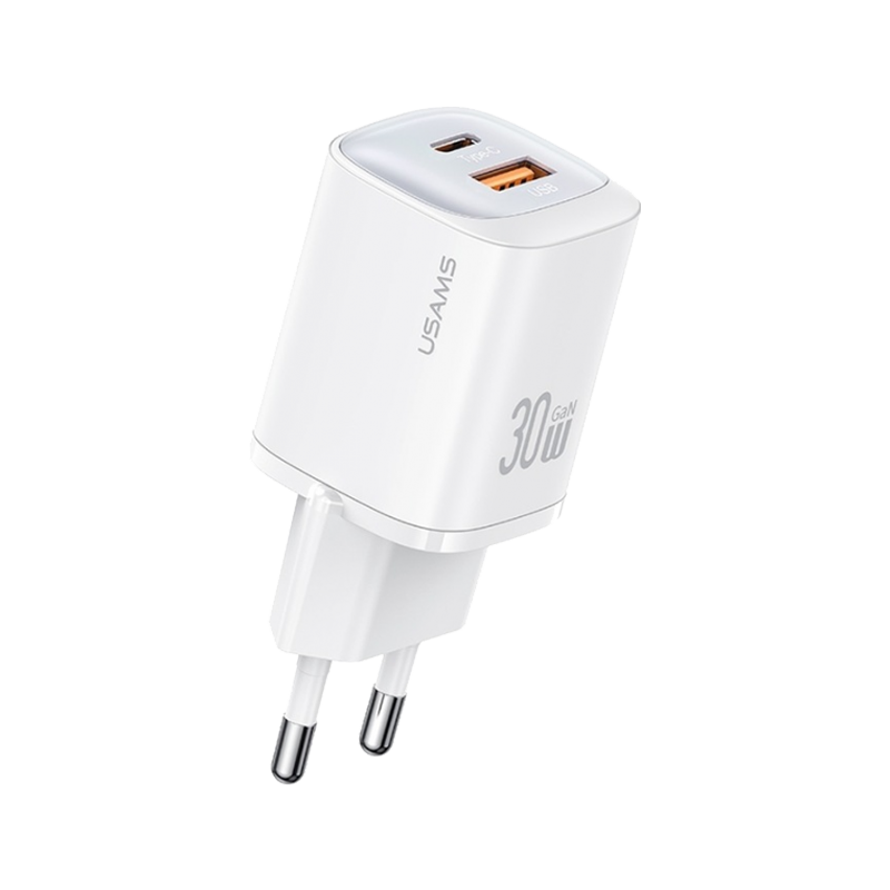 USAMS CC254 30W Charger Type-C + USB-A, White