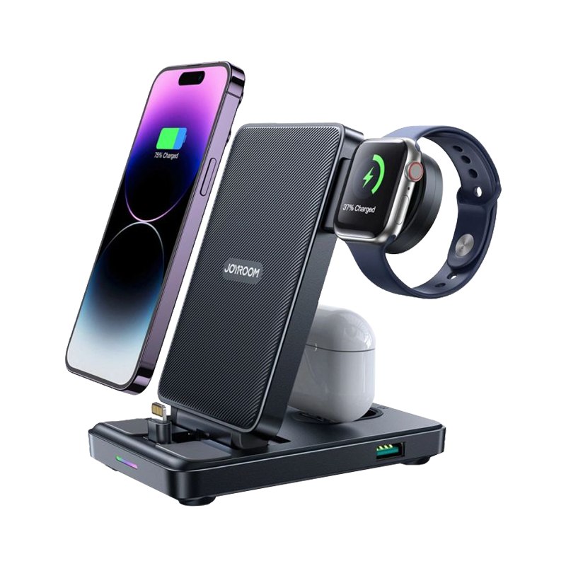4-in-1 Foldable Charging Station (Lightning Version),Black Color