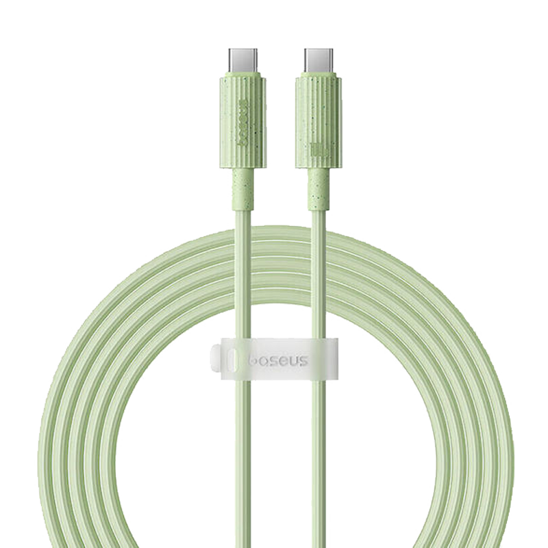 Baseus - Data Cable Habitat Series (P10360202631-00) - Type-C to USB-C, Super Fast Charge, 100W, 480Mbps, 1m - Natural Green