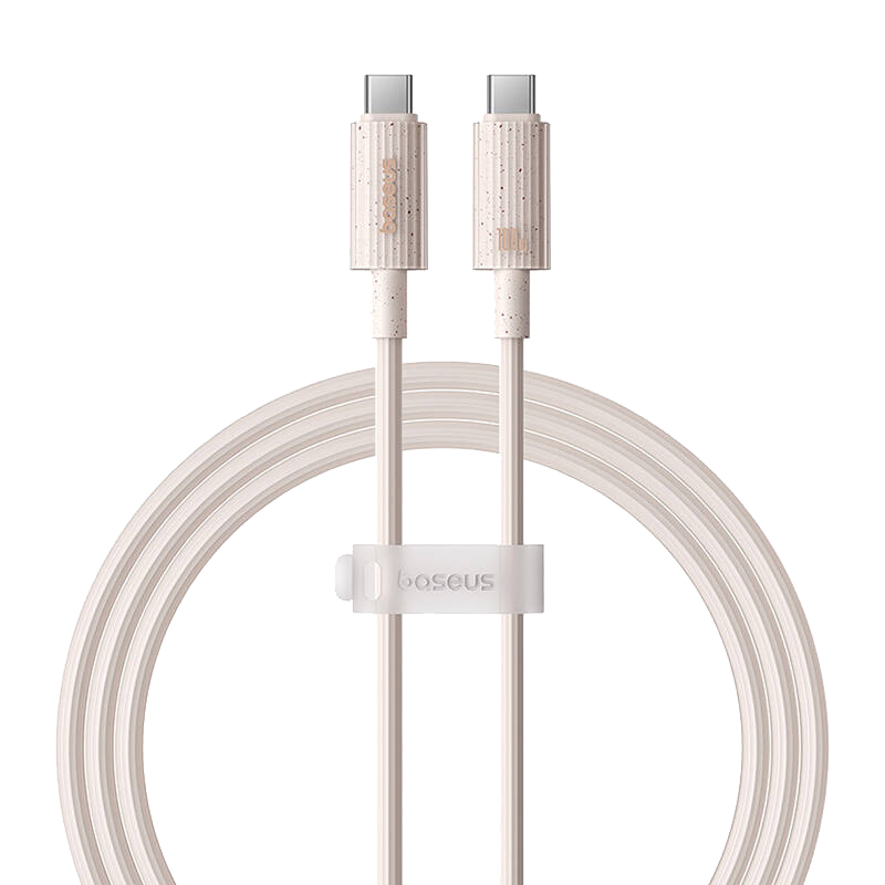 Baseus - Data Cable Habitat Series (P10360202421-01) - Type-C to USB-C, Super Fast Charge, 100W, 480Mbps, 2m - Wheat Pink