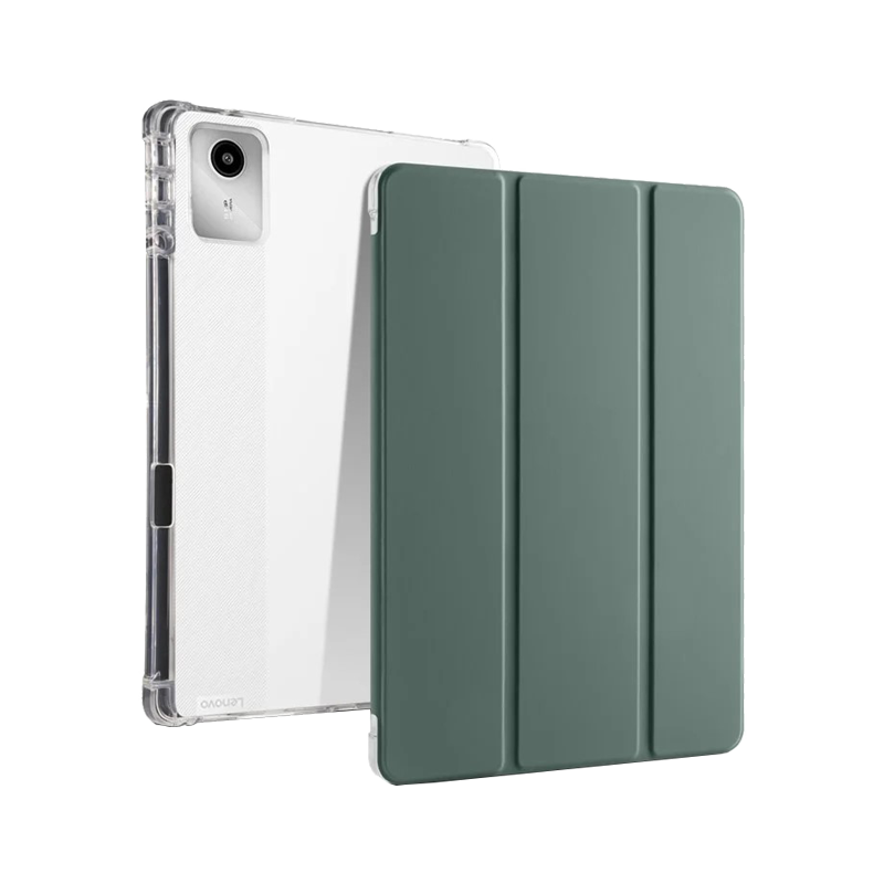 For Lenovo Tab 11 Case Tri-fold Transparent Green