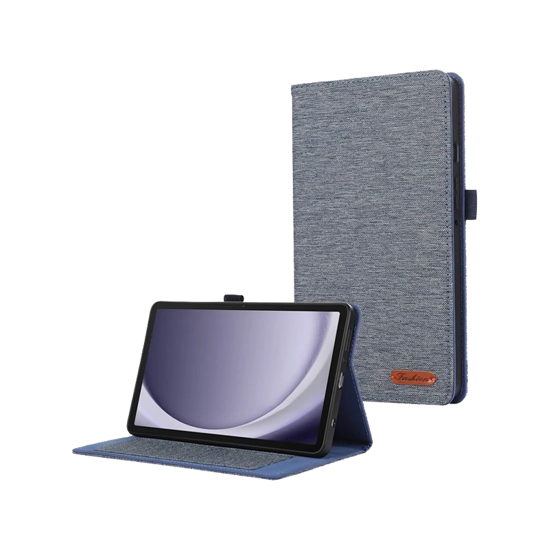 For Samsung A9 Tablet Case Cloth Texture Folio Stand-Blue