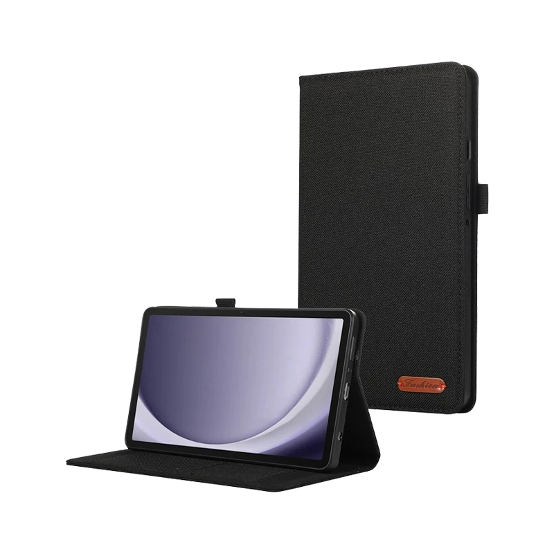 For Samsung A9 Tablet Case Cloth Texture Folio Stand-Black