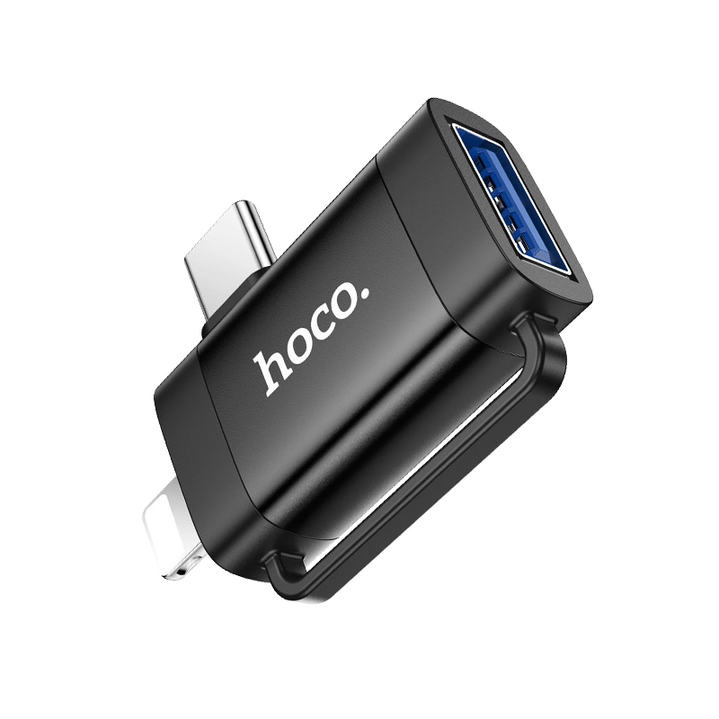 HOCO adapter OTG 2in1 Type C (male)  / Lightning (male)  to USB A (female) UA31F black