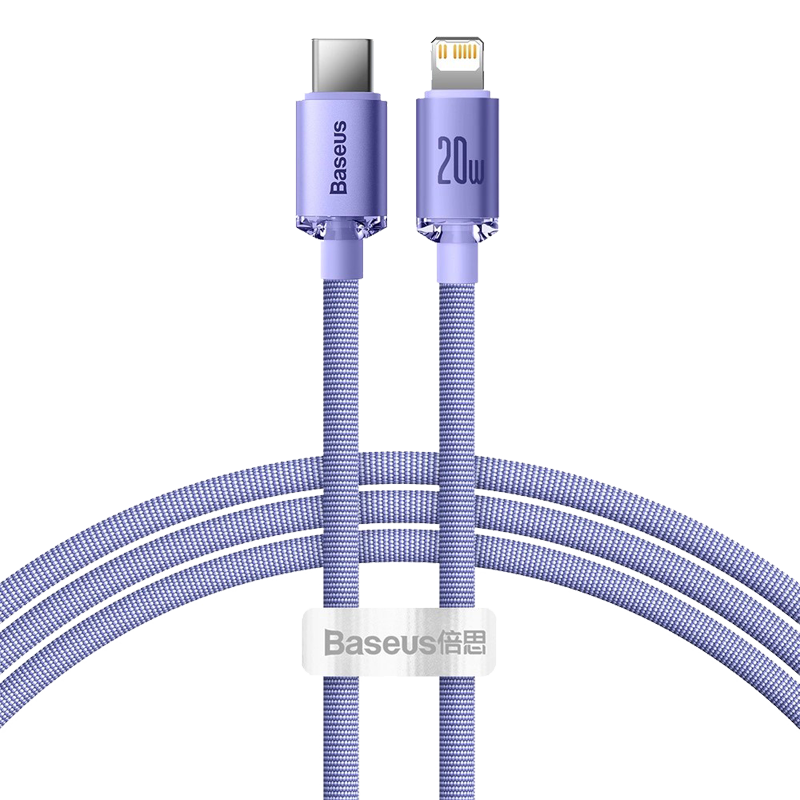 BASEUS cable  USB A to Lightning 2,4A Crystal Shine 1,2 m purple