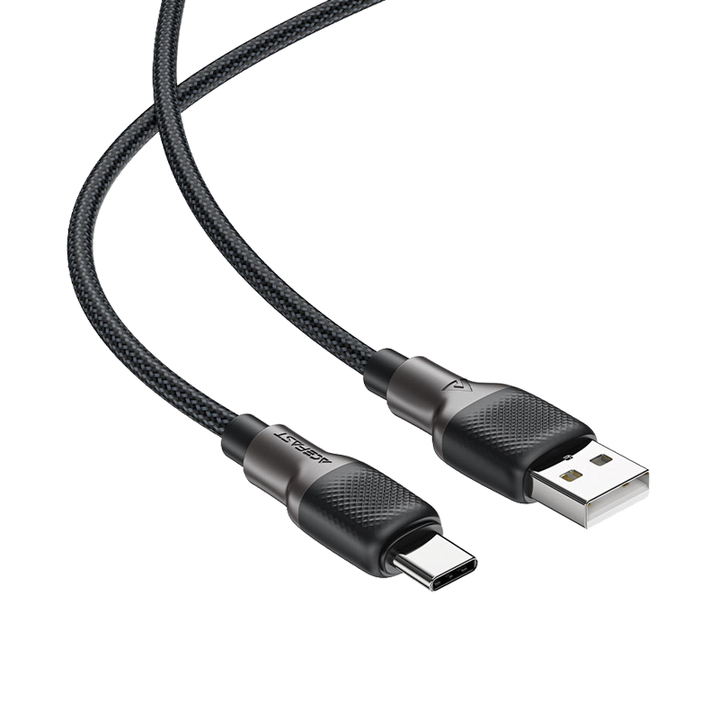 C10-04 USB-A to USB-C silicone braid charging data cable,black