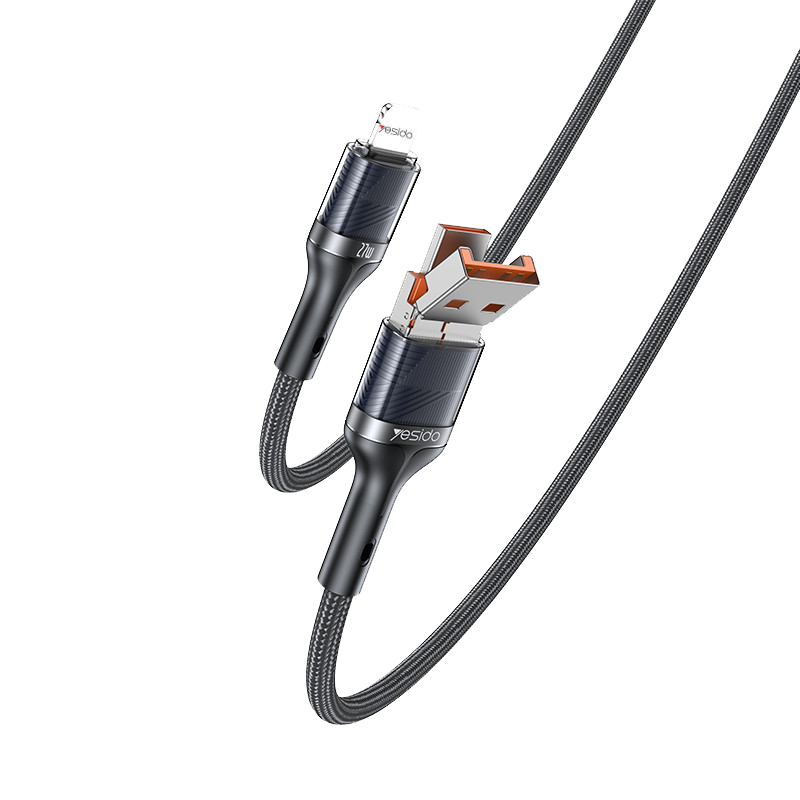 YESIDO CA165L Data Cable 2 in 1 USB & Type-C Black
