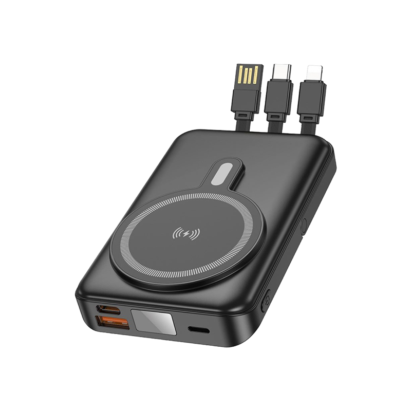 Borofone Power Bank BJ67 Clever 10000mAh  PD 20W Magnetic with Induction Charging, with Type C, Lightning and USB Cables, Black