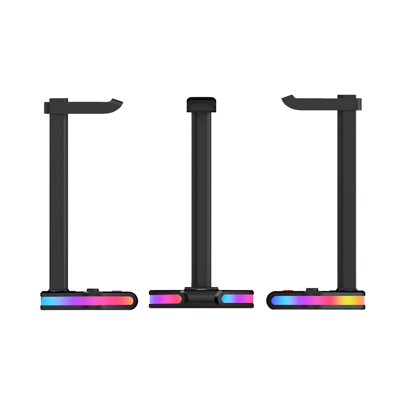 Q7 Headphone Desktop Stand Gaming Headset Holder Display Rack with RGB Light Black