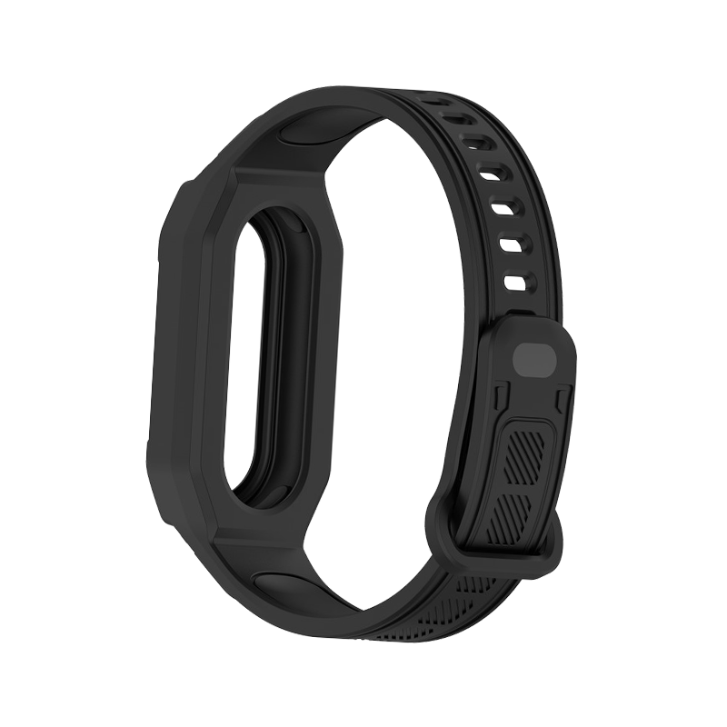 Silicone Strap with Integrated Watch Case For Xiaomi Mi Band 9 /  Smart Band 9 NFC /9/8 NFC /8 /Mi Band 7 NFC/7 - Black