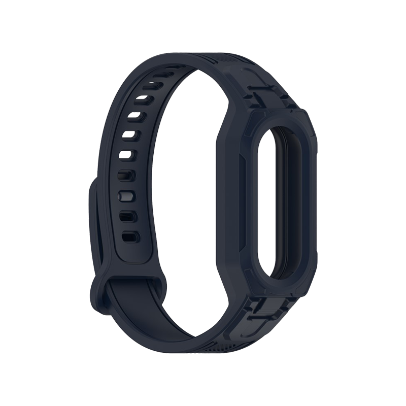 Silicone Strap with Integrated Watch Case For Xiaomi Mi Band 9 /  Smart Band 9 NFC /9/8 NFC /8 /Mi Band 7 NFC/7 - Dark Blue