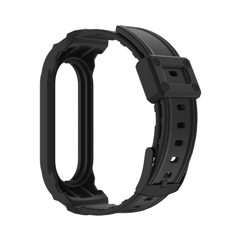 For Xiaomi Mi Band 5 / 6 / 7  Integrated TPU Watch Case Wrist Band Replacement Watch Strap - Black