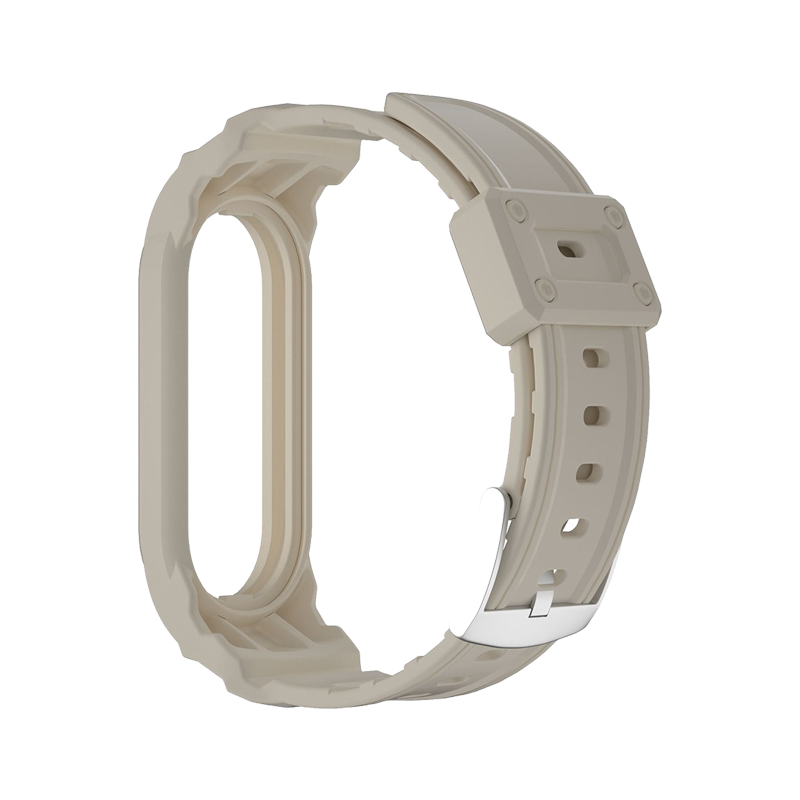 For Xiaomi Mi Band 5 / 6 / 7  Integrated TPU Watch Case Wrist Band Replacement Watch Strap - Beige