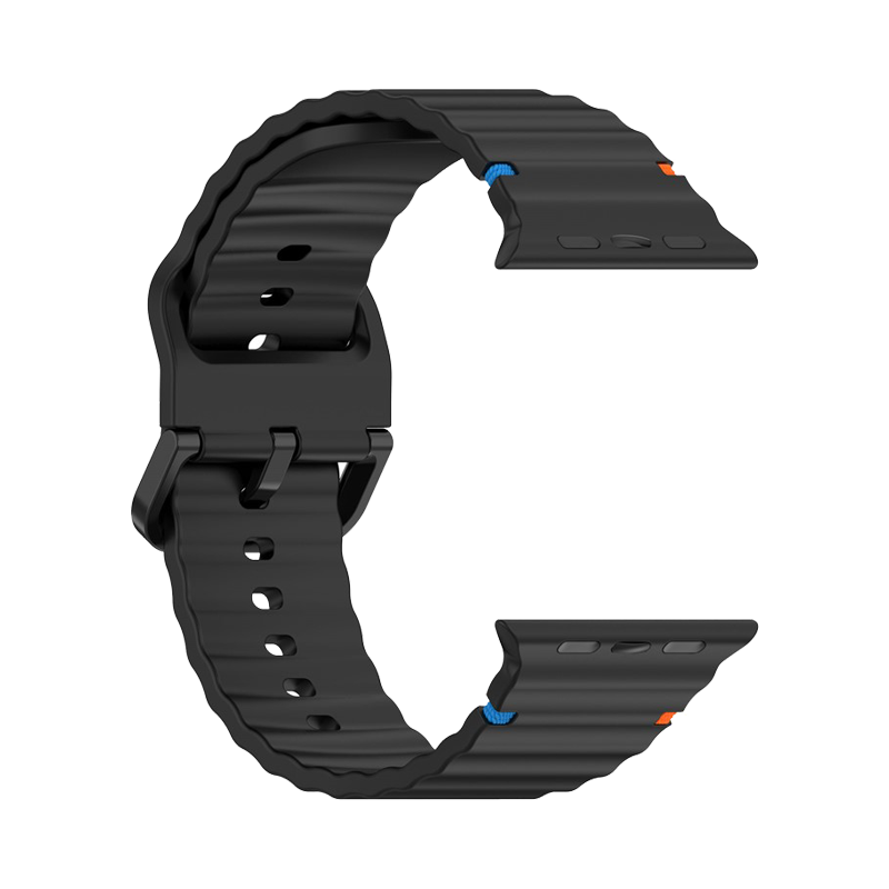 Kalebol Silicone Strap for Apple Watch Series 10 42mm /  40mm / 3 2 1 38mm Band - Black