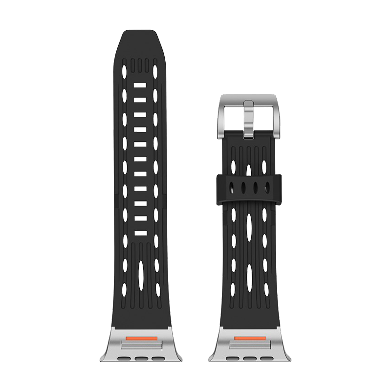 Multiple Holes Watch Strap for Apple Watch Series 10 46mm / Ultra 2 / Ultra 49mm / 9 8 7 45mm /  - Black