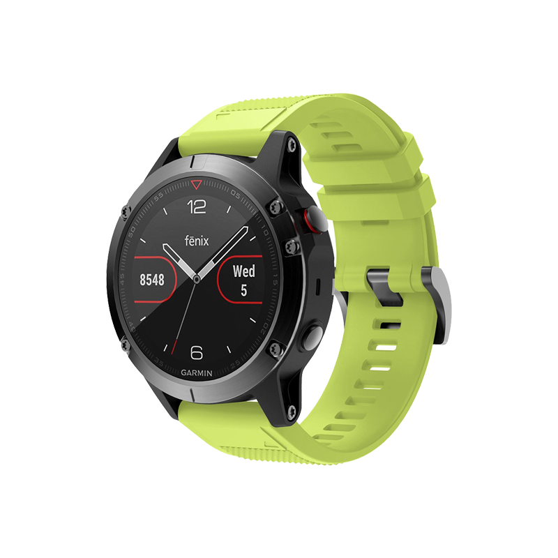 For Garmin Fenix 5 Silicone Watch Band 22mm Adjustable Smart Watch Strap with Black Buckle - Fluorescent Green