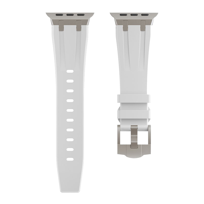 Kalebol Watch Band For Apple Watch Series 10 42mm /  SE 40mm / 3 2 1 38mm Liquid Silicone Strap - Titanium+White