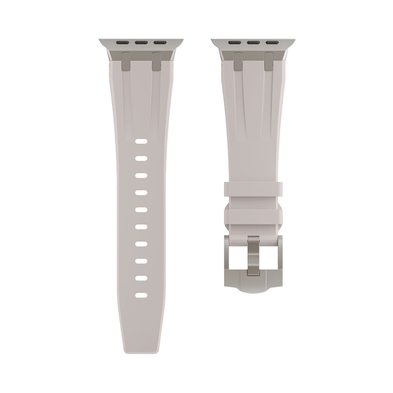 Kalebol Watch Band For Apple Watch Series 10 42mm / SE 40mm / 3 2 1 38mm Liquid Silicone Strap - Titanium+Starlight