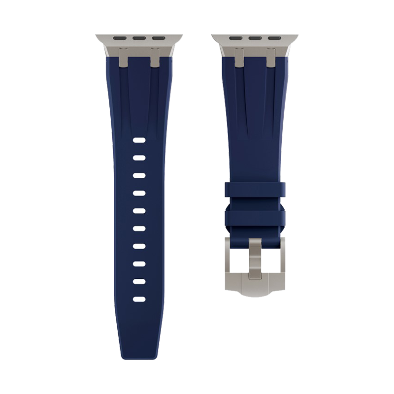Kalebol Watch Band For Apple Watch Series 10 42mm /  SE 40mm / 3 2 1 38mm Liquid Silicone Strap - Titanium+Blue