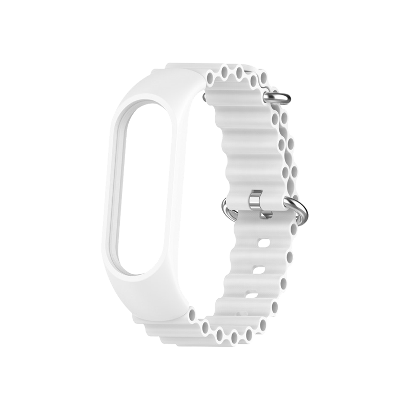 For Xiaomi Mi Band 3 / 4 / 5 / 6 / 7 Watch Band Soft Silicone Strap with Watch Case - White