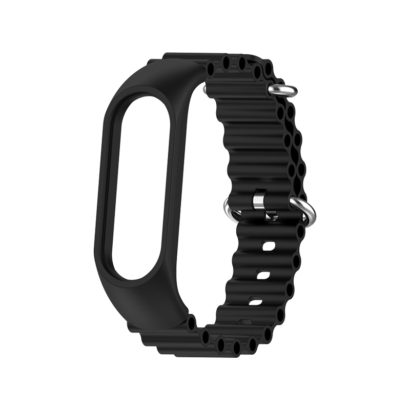 For Xiaomi Mi Band 3 / 4 / 5 / 6 / 7 Watch Band Soft Silicone Strap with Watch Case - Black