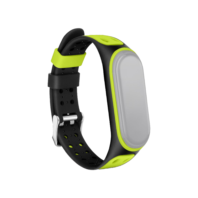 Bi-color Silicone Watch Band Replacement Strap for Xiaomi Mi Band 5/6/7 - Black/Green