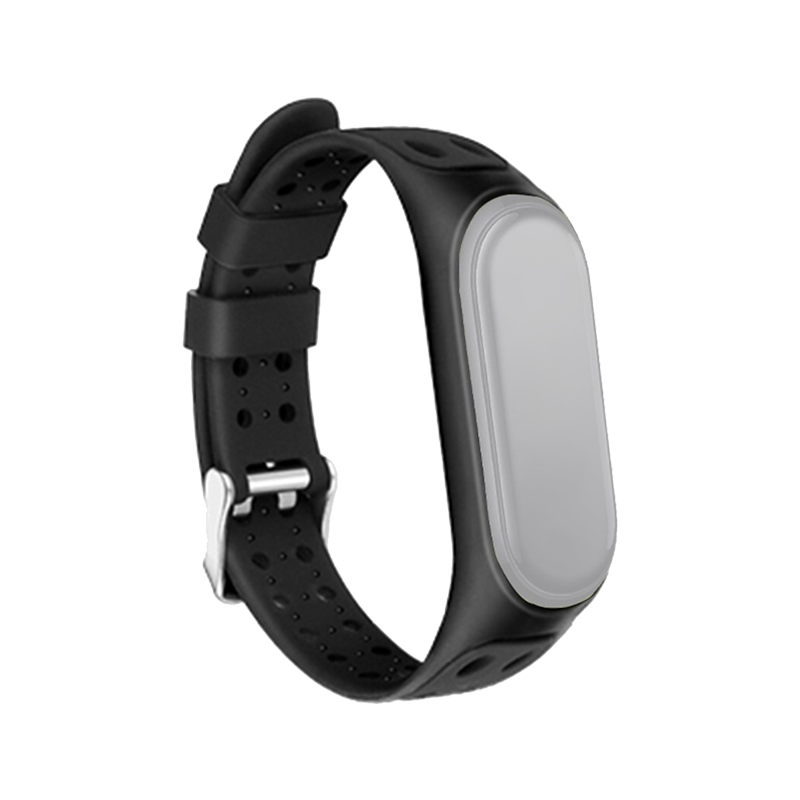 Bi-color Silicone Watch Band Replacement Strap for Xiaomi Mi Band 5/6/7 - Black
