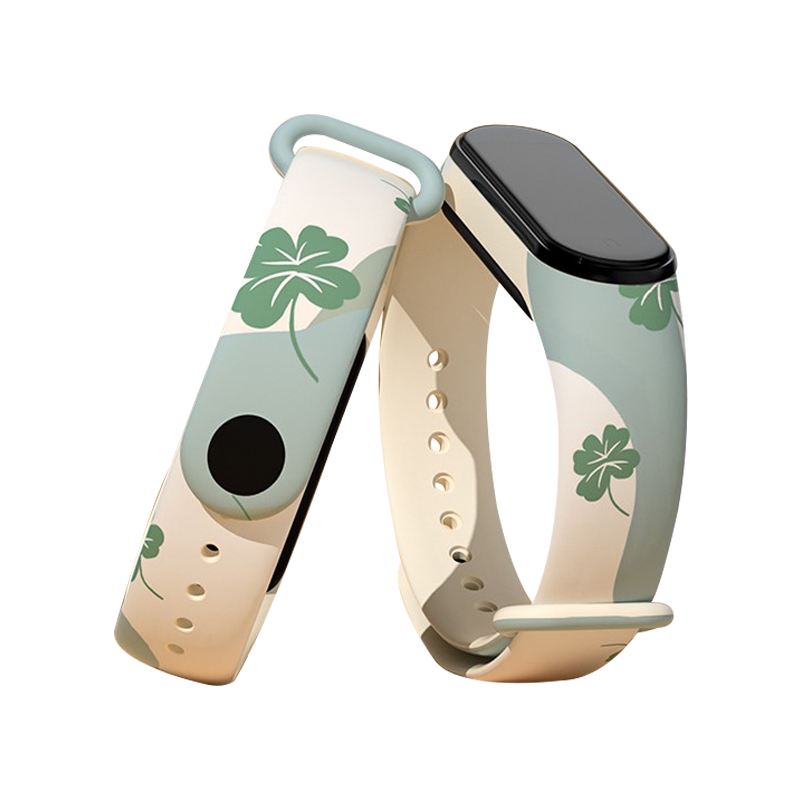 For Xiaomi Mi Band 3 / Band 4 / Band 5 / Band 6 / Band 7 Pattern Printed Watch Band Adjustable  - Clover